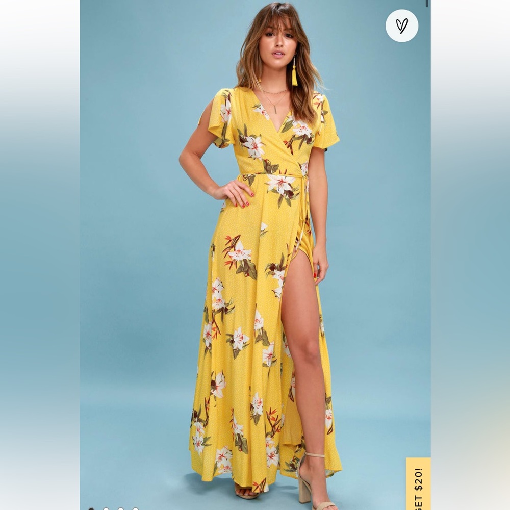 Lulus Yellow Maxi Wrap Dress